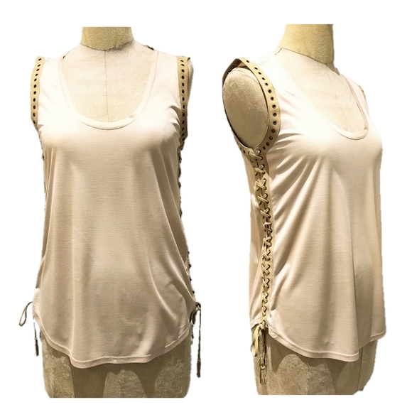Salvatore Ferragamo Silk Sleeveless Top with Suede Leather Tie Detail - Picture 1 of 8
